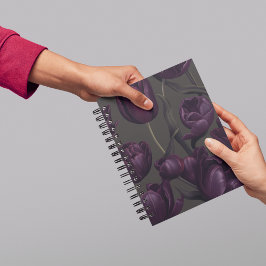 Dark Lila Tulip Floral Journal - Elegante Moody Planer