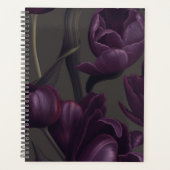 Dark Lila Tulip Floral Journal - Elegante Moody Planer (Vorderseite)