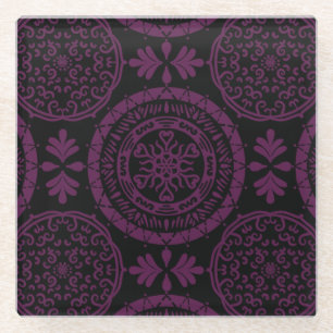 Dark Lila und Black Mini Mandala Glasuntersetzer