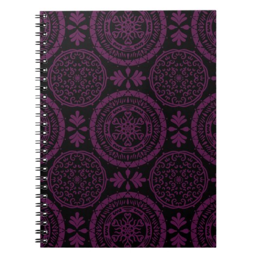 Dark Lila und Black Mini Mandala Notizblock (Vorderseite)