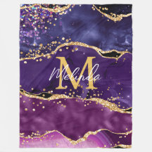 Dark Lila und Gold Glitzer Sequins Agate