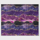 Dark Lila und Gold Glitzer Sequins Agate Geschenkpapier (Flach)