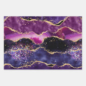 Dark Lila und Gold Glitzer Sequins Agate Geschenkpapier Set (Vorderseite 3)