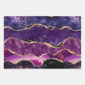 Dark Lila und Gold Glitzer Sequins Agate Geschenkpapier Set (Vorderseite 2)