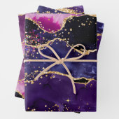 Dark Lila und Gold Glitzer Sequins Agate Geschenkpapier Set (Beispiel)
