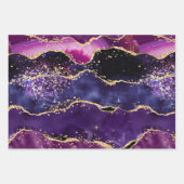 Dark Lila und Gold Glitzer Sequins Agate Geschenkpapier Set (Vorderseite)