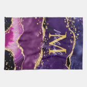 Dark Lila und Gold Glitzer Sequins Agate Geschirrtuch (Horizontal)