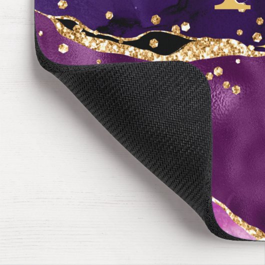 Dark Lila und Gold Glitzer Sequins Agate Mousepad (Ecke)