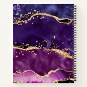 Dark Lila und Gold Glitzer Sequins Agate Notizblock (Rückseite)