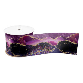 Dark Lila und Gold Glitzer Sequins Agate Satinband