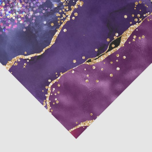 Dark Lila und Gold Glitzer Sequins Agate Seidenpapier (Detail)