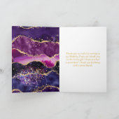 Dark Lila und Gold Sequins Agate Birthday Dankeskarte (Innenseite)