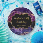 Dark Lila und Gold Sequins Agate Birthday Pappteller (Party)