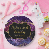 Dark Lila und Gold Sequins Agate Birthday Pappteller (Party)