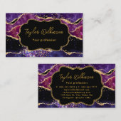 Dark Lila und Gold Sequins Agate Visitenkarte (Vorne/Hinten)