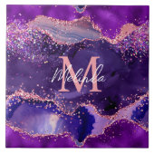 Dark Lila und Pink Glitzer Sequins Agate Fliese (Vorderseite)