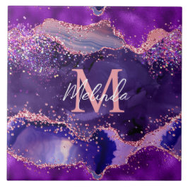 Dark Lila und Pink Glitzer Sequins Agate Fliese