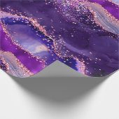 Dark Lila und Pink Glitzer Sequins Agate Geschenkpapier (Ecke)