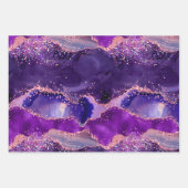 Dark Lila und Pink Glitzer Sequins Agate Geschenkpapier Set (Vorderseite)