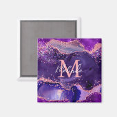 Dark Lila und Pink Glitzer Sequins Agate Magnet (Vorderseite/Rückseite)