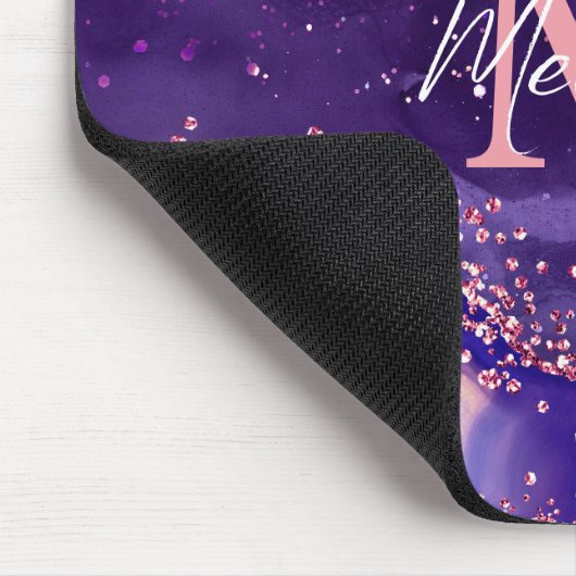 Dark Lila und Pink Glitzer Sequins Agate Mousepad (Ecke)