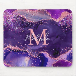 Dark Lila und Pink Glitzer Sequins Agate Mousepad