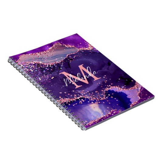 Dark Lila und Pink Glitzer Sequins Agate Notizblock (Rechte Seite)