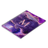 Dark Lila und Pink Glitzer Sequins Agate Notizblock (Linke Seite)