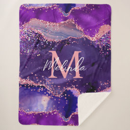 Dark Lila und Pink Glitzer Sequins Agate Sherpadecke