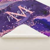 Dark Lila und Pink Glitzer Sequins Agate Sherpadecke (3/4)
