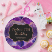 Dark Lila und Pink Sequins Agate Birthday Pappteller (Party)