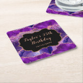 Dark Lila und Pink Sequins Agate Birthday Rechteckiger Pappuntersetzer (angewinkelt)