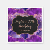 Dark Lila und Pink Sequins Agate Birthday Serviette (Vorderseite)