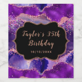 Dark Lila und Pink Sequins Agate Birthday Weinetikett (Einzelnes Label)