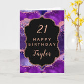 Dark Lila und Pink Sequins Agate Happy Birthday Karte (Gelbe Blume)