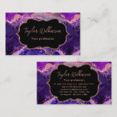 Dark Lila und Pink Sequins Agate Visitenkarte (Vorne/Hinten)