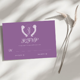 Dark Lila Vintage Wedding Response Card RSVP Karte