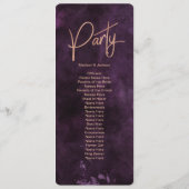 Dark Lila Watercolor Rose Gold Wedding Program Programm (Rückseite)