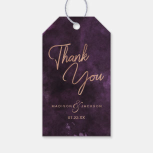 Dark Lila Watercolor Rose Gold Wedding Vielen Dank Geschenkanhänger