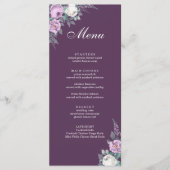 Dark Lila Wedding Menu Card Menükarte (Vorderseite)