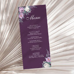 Dark Lila Wedding Menu Card Menükarte<br><div class="desc">Diese lila Hochzeitskarte besticht durch lila und weiße Aquarellbänder,  Lavendel,  geometrische Formen und elegante moderne Typografie. Ideal für eine Hochzeit im Freien. Finden Sie passende Artikel in der Lila Blumenkollektion von Lavender.</div>