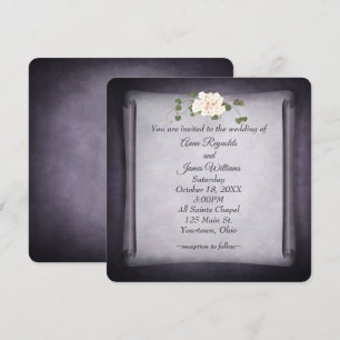 Dark Lila Wedding Scroll Einladung