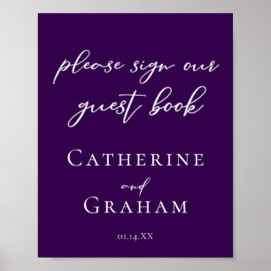 Dark Lila Wedding Sign Our Guest Book Poster