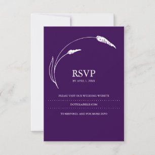 Dark Lila Wedding Theme RSVP Card Karte