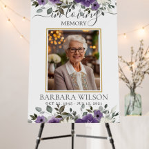 Dark Lila White Floral Beerdigung Memorial Foto