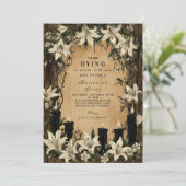 Dark Lilies und Coffins Halloween Night Einladung (Stehend Vorderseite)