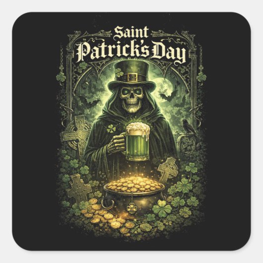 Dark Luck of Saint Patrick Quadratischer Aufkleber (Vorderseite)