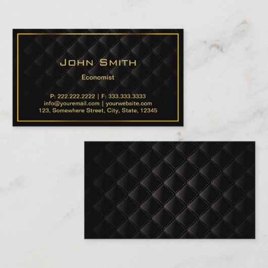 Dark Luxe Gold Border Economist Business Card Visitenkarte (Vorne/Hinten)