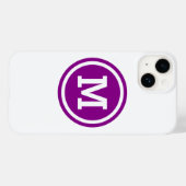 Dark Magenta und White Circle Monogram Case-Mate iPhone Hülle (Rückseite (Horizontal))