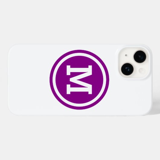 Dark Magenta und White Circle Monogram Case-Mate iPhone Hülle (Rückseite (Horizontal))